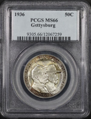 Obverse of this 1936 50C Gettysburg Silver Commemorative PCGS MS-66