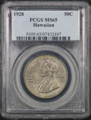 Obverse of this 1928 50C Hawaiian Silver Commemorative PCGS MS-65