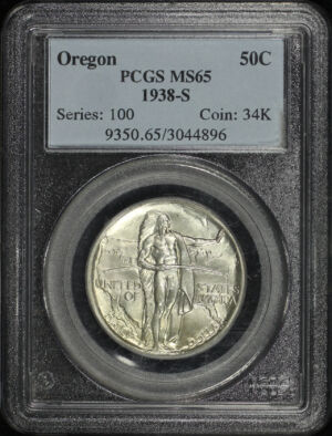 Obverse of this 1938-S 50C Oregon Silver Commemorative PCGS MS-65