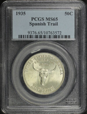 Obverse of this 1935 Spanish Trail 50C Silver Commemorative PCGS MS-65