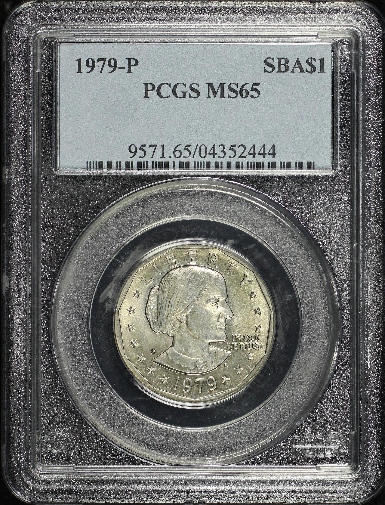 Obverse of this 1979-P Susan B. Anthony Dollar PCGS MS-65