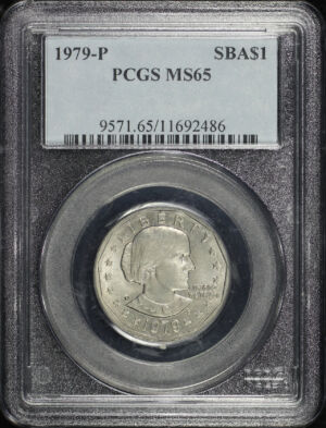Obverse of this 1979-P Susan B. Anthony Dollar PCGS MS-65
