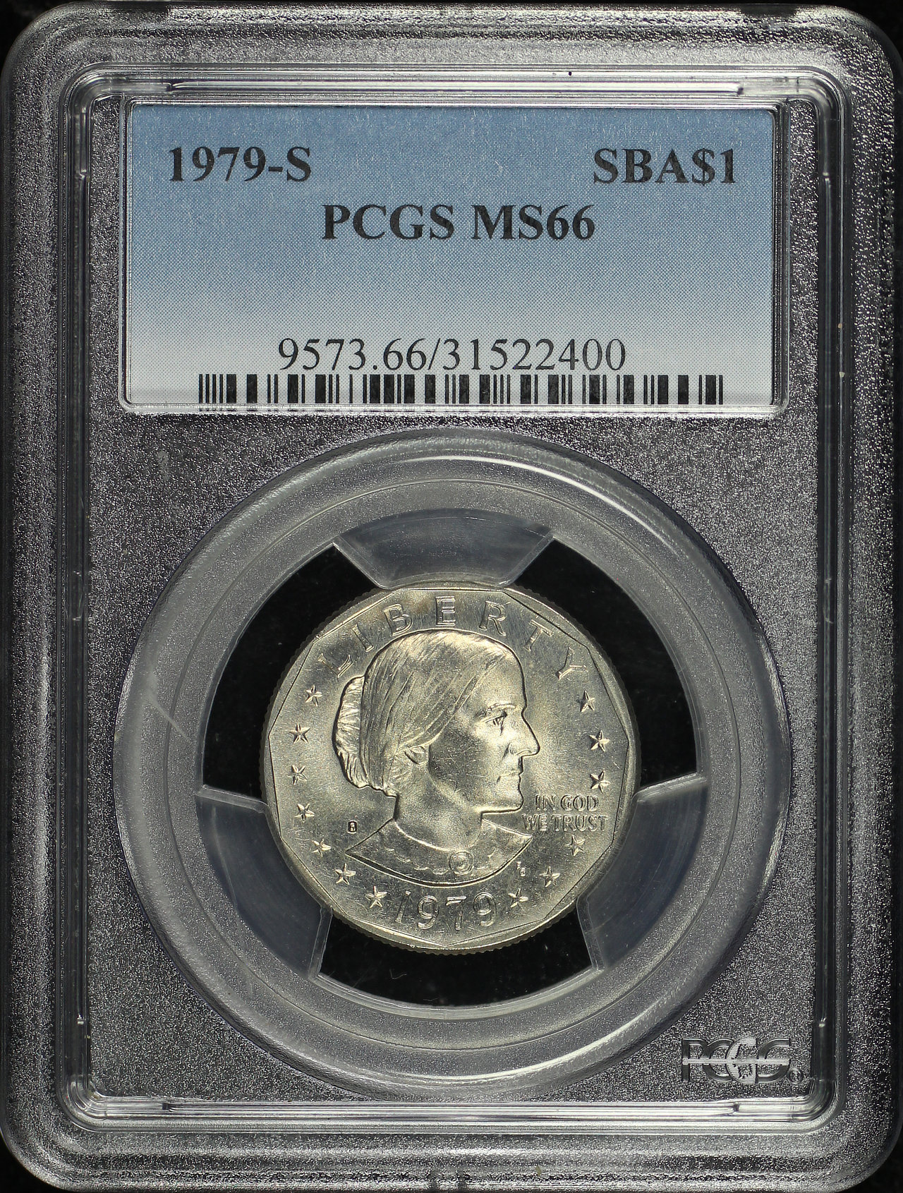 Obverse of this 1979-S Susan B. Anthony Dollar PCGS MS-66