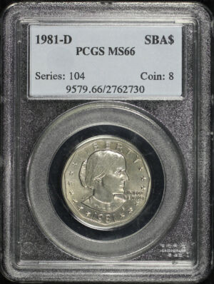 Obverse of this 1981-D Susan B. Anthony Dollar PCGS MS-66