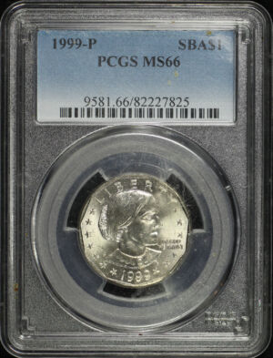 Obverse of this 1999-P Susan B. Anthony Dollar PCGS MS-66