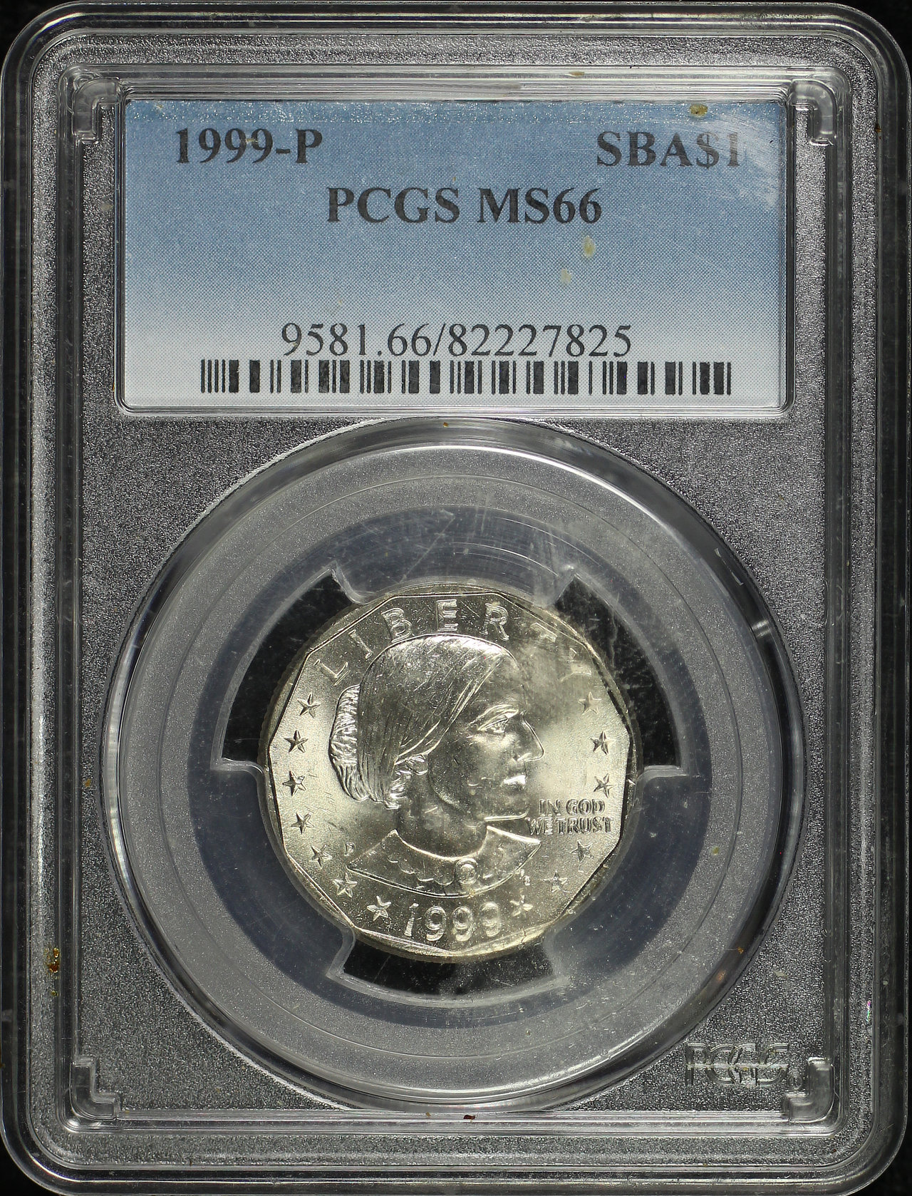 Obverse of this 1999-P Susan B. Anthony Dollar PCGS MS-66