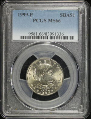 Obverse of this 1999-P Susan B. Anthony Dollar PCGS MS-66