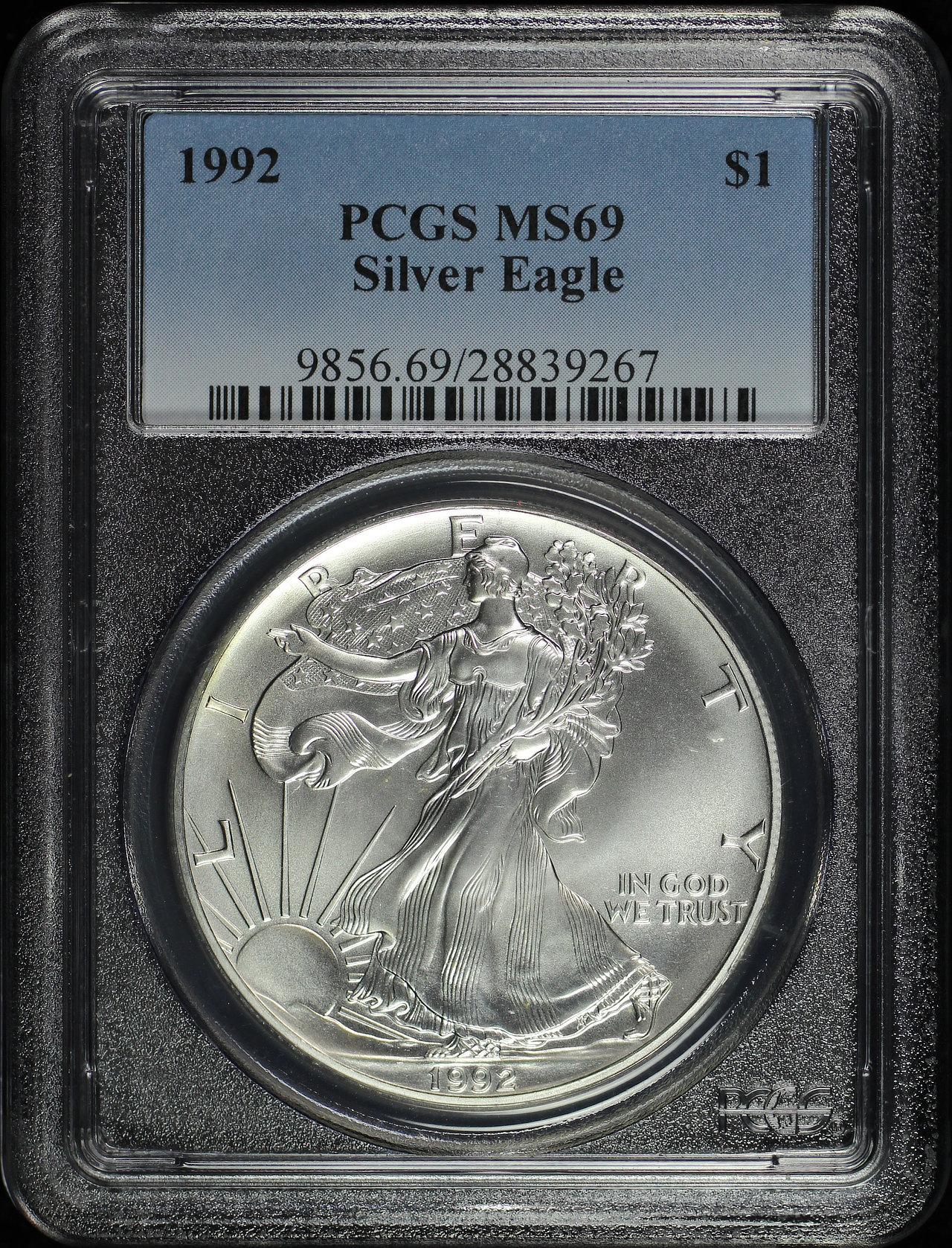 Obverse of this 1992 Silver Eagle PCGS MS-69