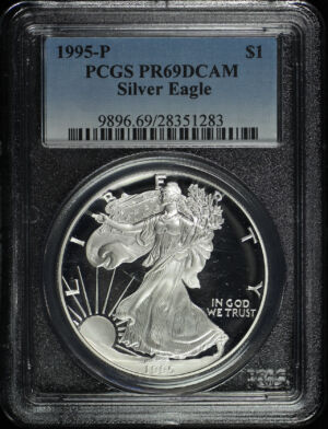 Obverse of this 1995-P Silver Eagle PCGS PR-69 DCAM