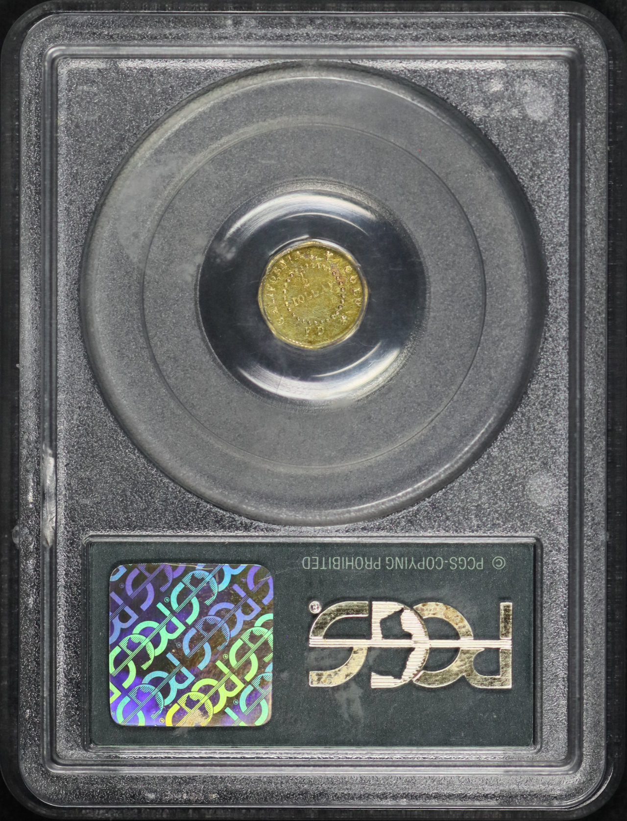 Reverse of this 1854 50C BG-306 Octagonal LibertyCalifornia Gold PCGS MS-61 Old Green Holder