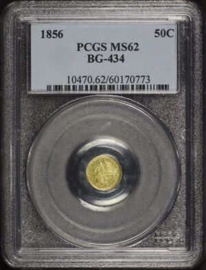 Obverse of this 1856 G50C BG-434 Round Liberty California Fractional GoldPCGS MS-62