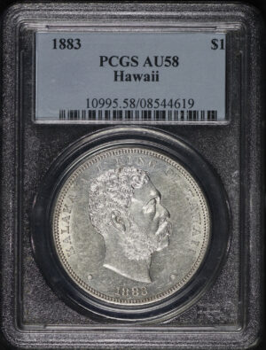 Obverse of this 1883 Hawaii Dollar PCGS AU-58