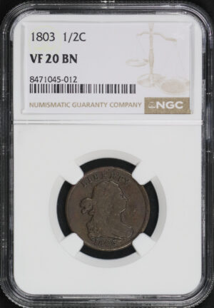 Obverse of this 1803 Draped Bust Half Cent NGC VF-20 BN