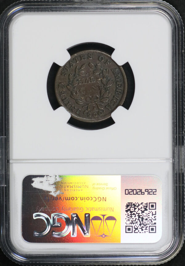 Reverse of this 1803 Draped Bust Half Cent NGC VF-20 BN