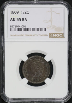 Obverse of this 1809 Classic Head Half Cent NGC AU-55 BN