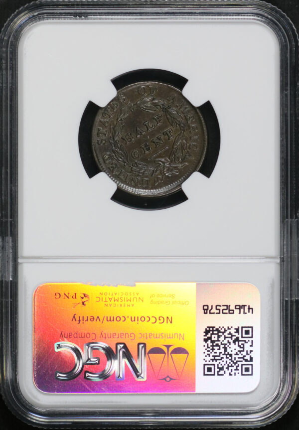 Reverse of this 1809 Classic Head Half Cent NGC AU-55 BN