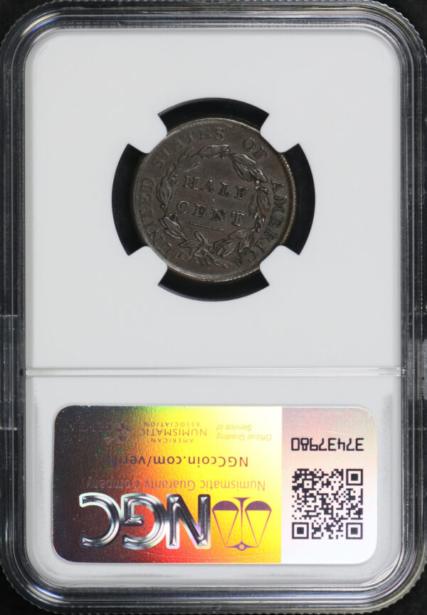 Reverse of this 1809 Classic Head Half Cent NGC AU-55 BN