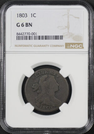 Obverse of this 1803 Draped Bust Cent NGC G-6 BN