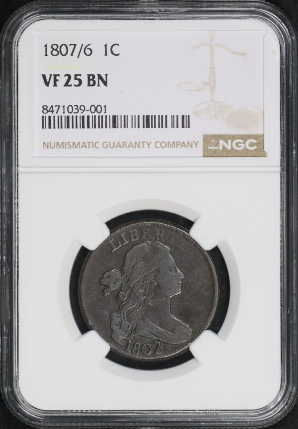 Obverse of this 1807/6 Draped Bust Cent NGC VF-25 BN