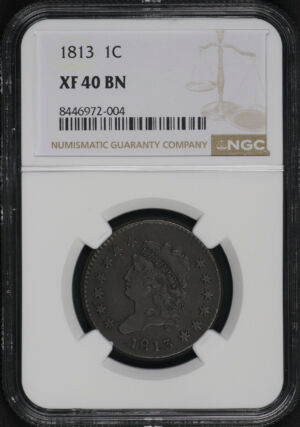 Obverse of this 1813 Classic Head Cent NGC XF-40 BN
