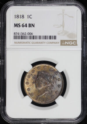 Obverse of this 1818 Coronet Head Cent NGC MS-64 BN