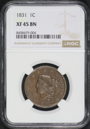 Obverse of this 1831 Coronet Head Cent NGC XF-45 BN
