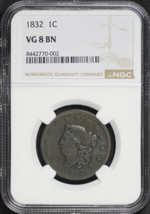 Obverse of this 1832 Coronet Head Cent NGC VG-8 BN