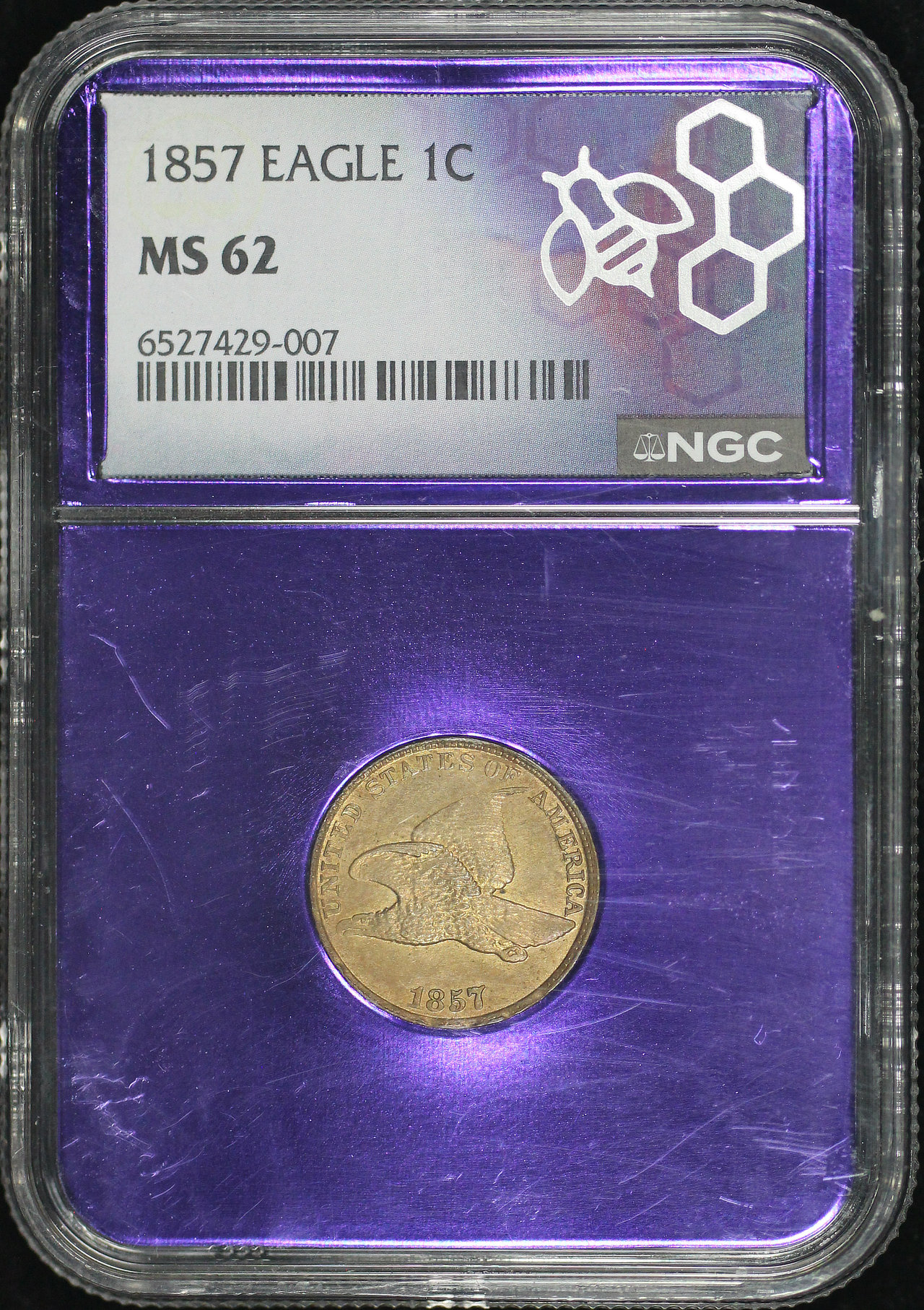 Obverse of this 1857 Flying Eagle Cent NGC MS-62