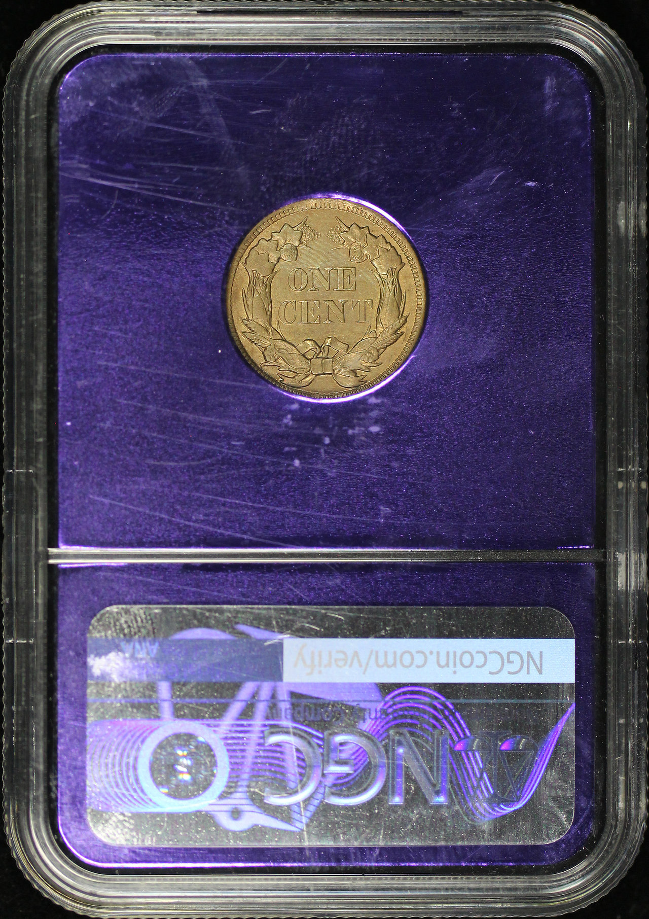 Reverse of this 1857 Flying Eagle Cent NGC MS-62