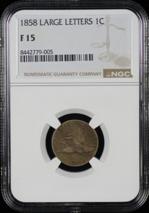 Obverse of this 1858 Flying Eagle Cent Large Letters NGC F-15