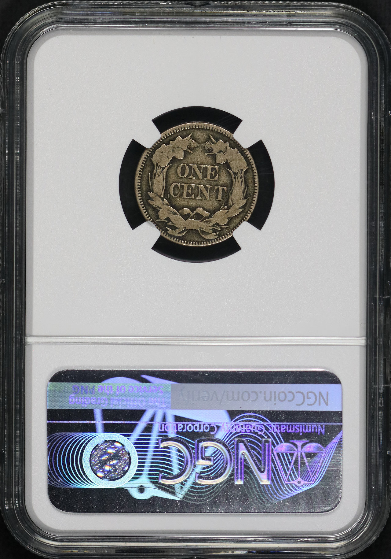 Reverse of this 1858 Flying Eagle Cent Large Letters NGC VF-20