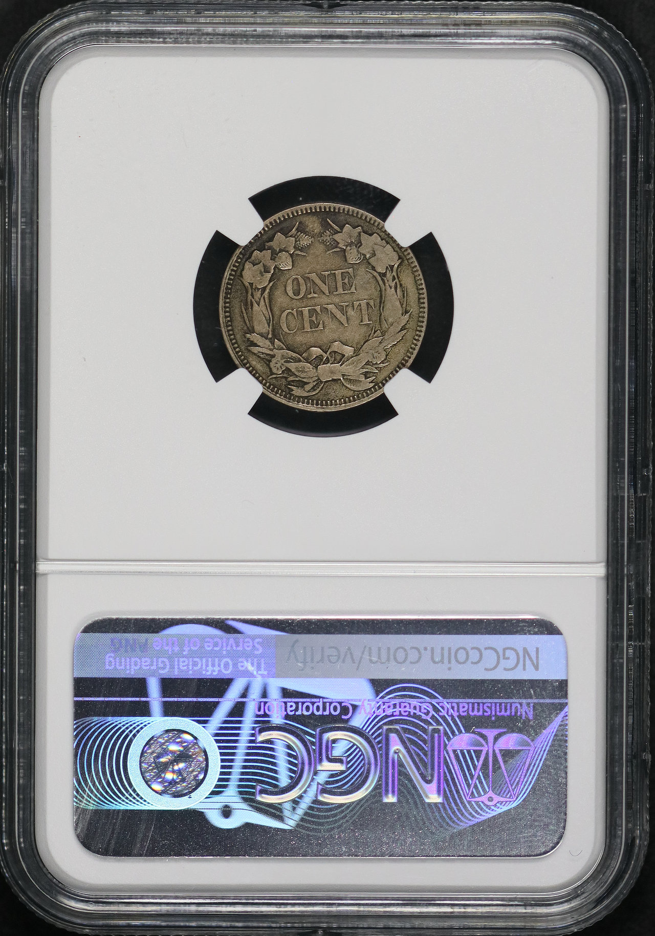 Reverse of this 1858 Flying Eagle Cent Large Letters NGC VF-25