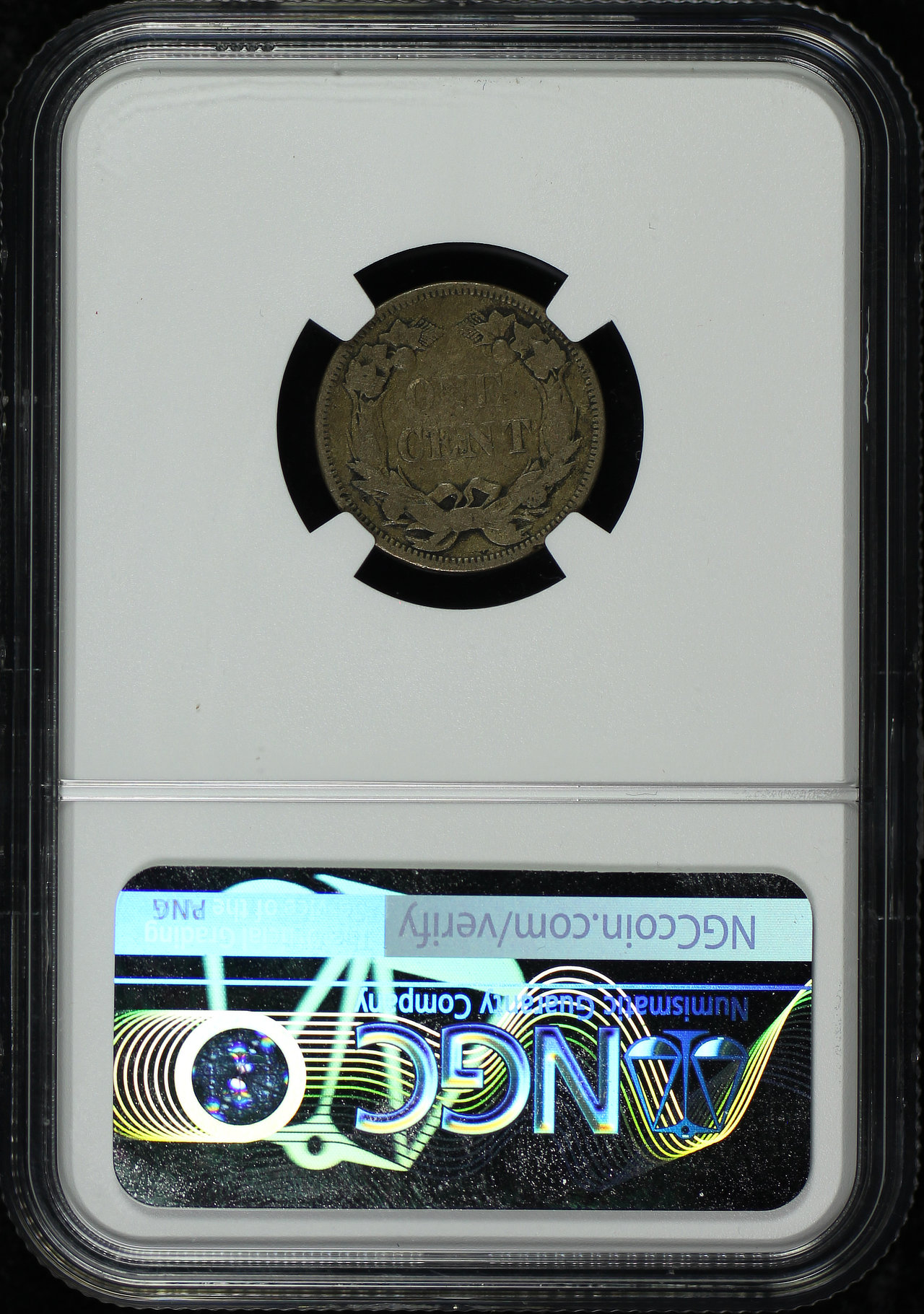 Reverse of this 1858 Flying Eagle Cent Small Letters NGC VF-20