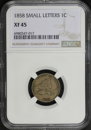 Obverse of this 1858 Flying Eagle Cent Small Letters NGC XF-45