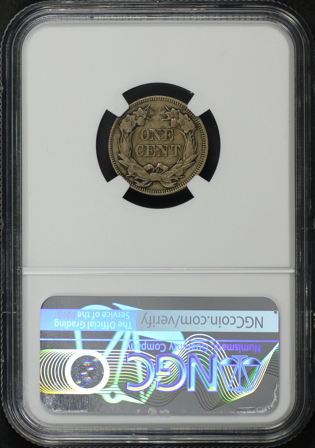 Reverse of this 1858 SMALL Flying Eagle Cent Small Letters NGC XF-45
