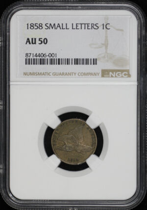 Obverse of this 1858 Small Letters Flying Eagle Cent NGC AU-50