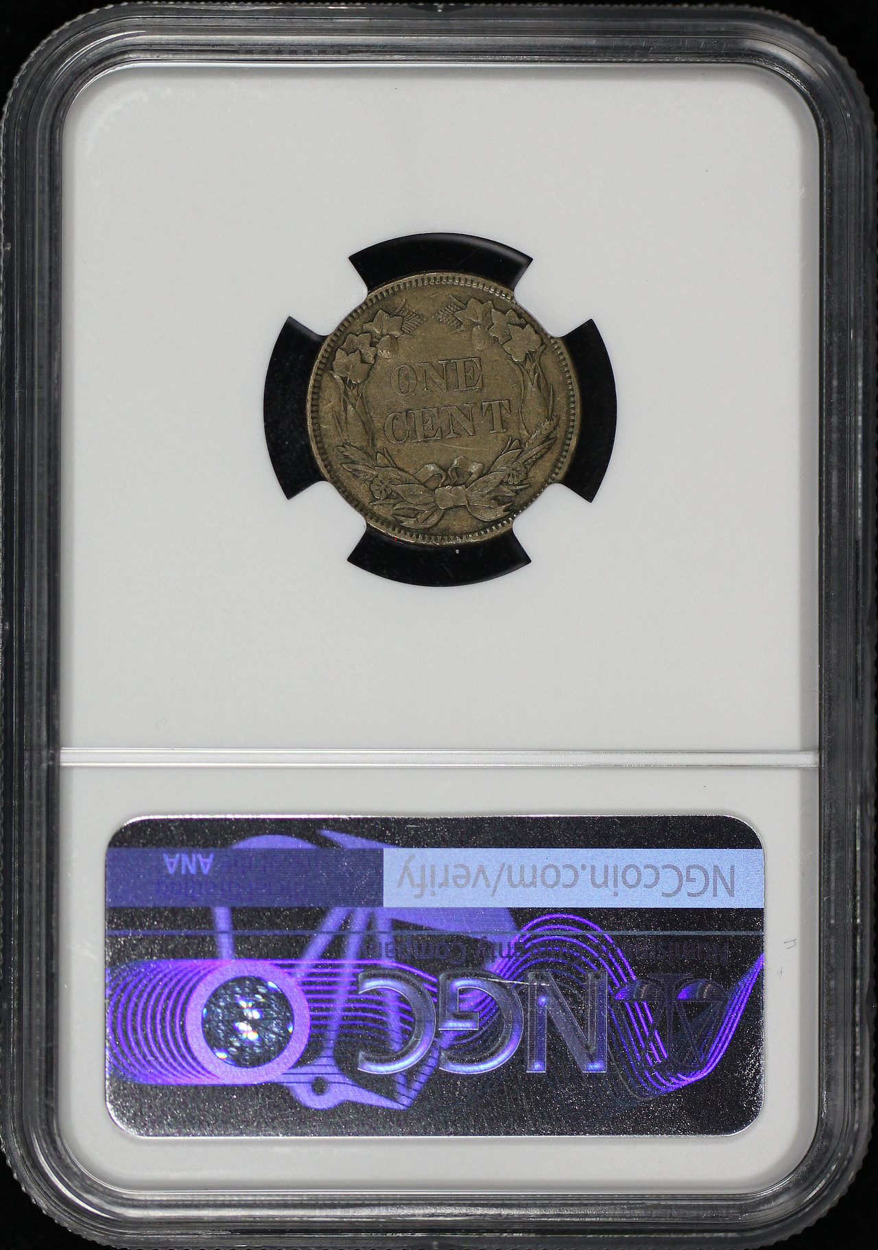 Reverse of this 1858 Small Letters Flying Eagle Cent NGC AU-50