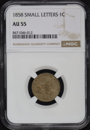 Obverse of this 1858 Flying Eagle Cent Small Letters NGC AU-55