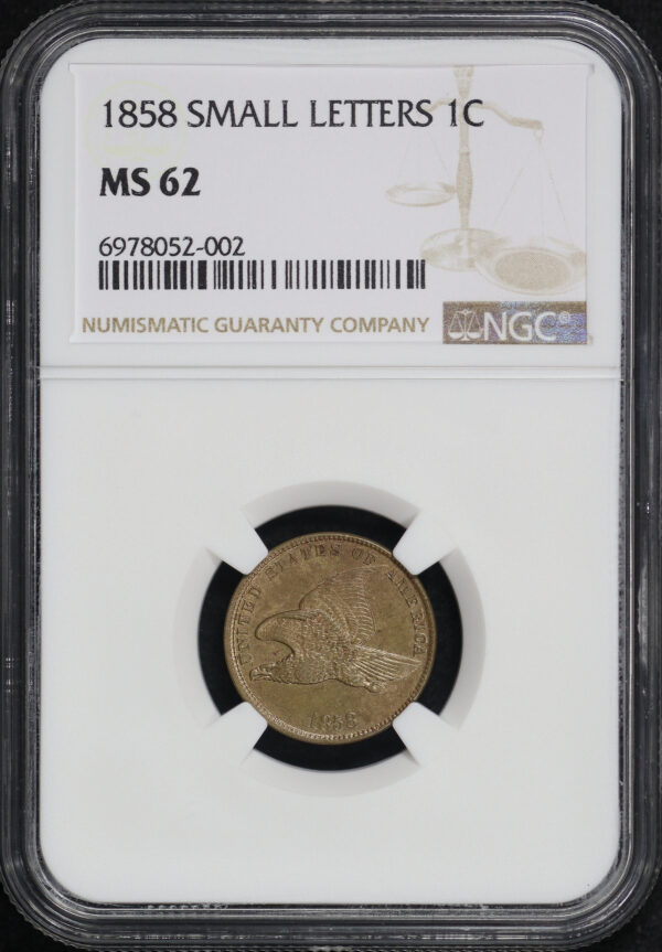 Obverse of this 1858 Flying Eagle Cent Small Letters NGC MS-62