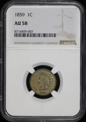 Obverse of this 1859 Indian Cent NGC AU-58
