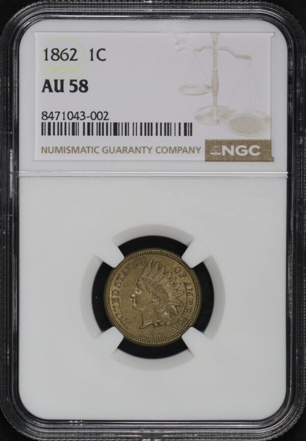 Obverse of this 1862 Indian Cent NGC AU-58
