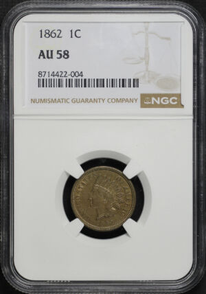 Obverse of this 1862 Indian Cent NGC AU-58