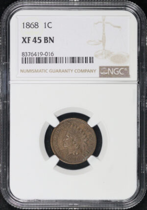 Obverse of this 1868 Indian Cent NGC XF-45 BN
