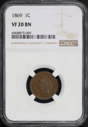 Obverse of this 1869 Indian Cent NGC VF-20 BN