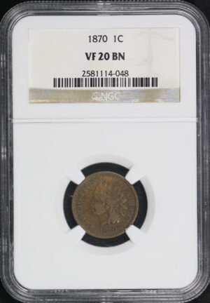 Obverse of this 1870 Indian Cent NGC VF-20 BN