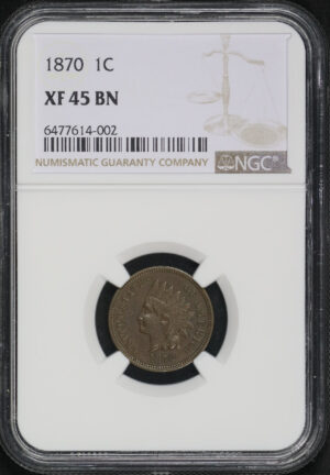 Obverse of this 1870 Indian Cent NGC XF-45 BN