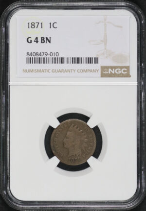 Obverse of this 1871 Indian Cent NGC G-4 BN