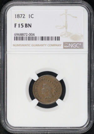 Obverse of this 1872 Indian Cent NGC F-15 BN