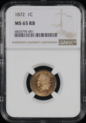 Obverse of this 1872 Indian Cent NGC MS-65 RB