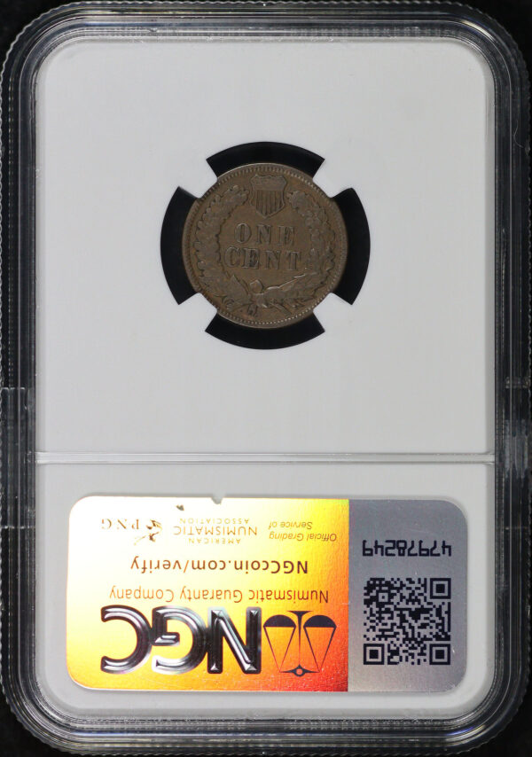 Reverse of this 1874 Indian Cent NGC VF-35 BN
